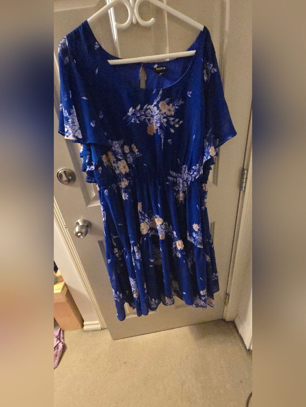 Torrid Blue Floral Flutter Sleeve Dress
